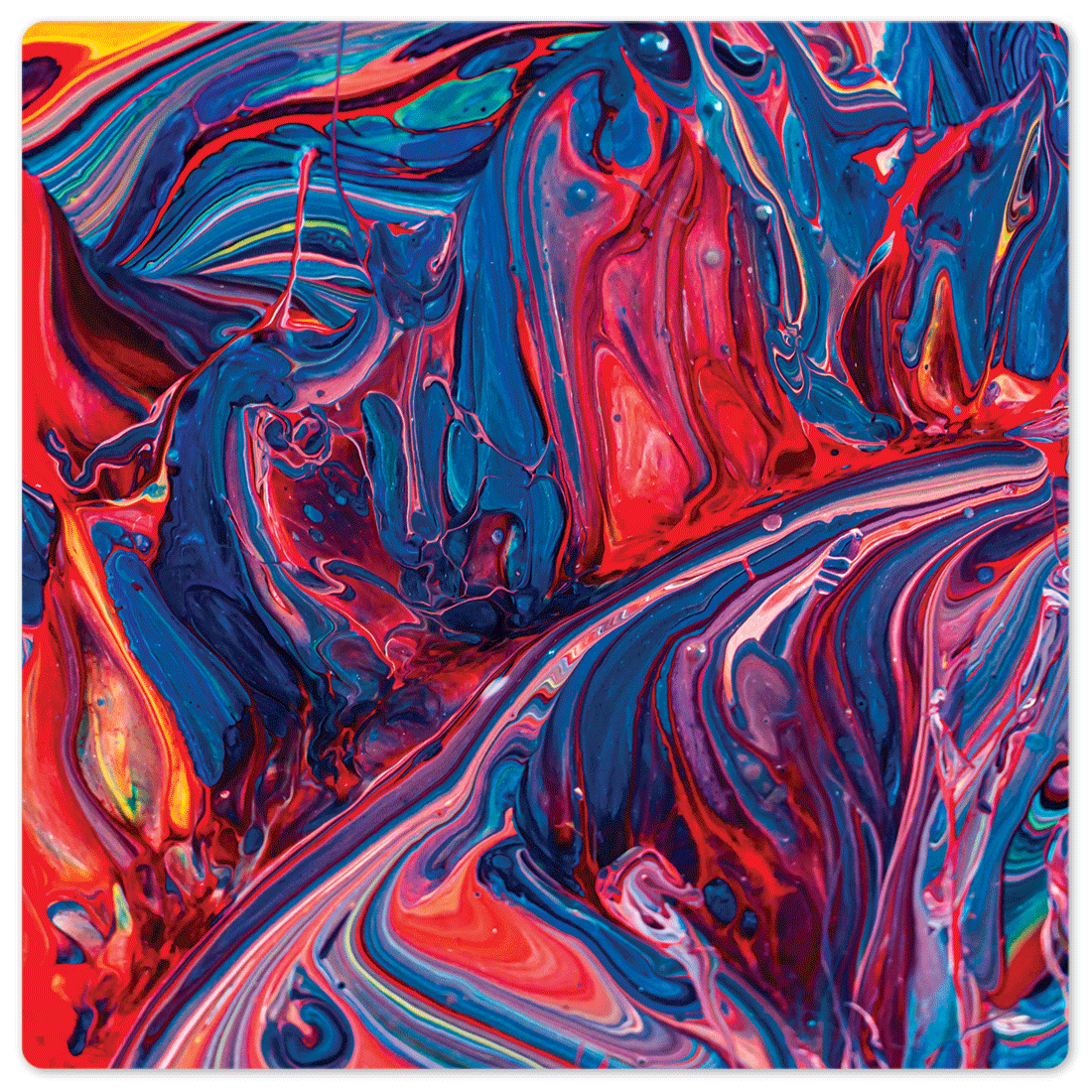 Slidetiles Metal Prints | Blue and Red Swirl Wall Art