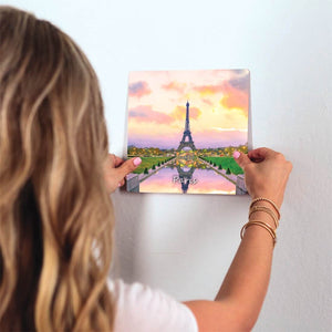 Eiffel Tower in Paris Slidetile on wall in office.