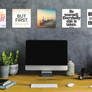 Model mounting Dubai Skyline Slidetile to the wall.