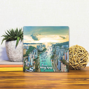 A Slidetile of the Hello Hong Kong sitting on a table.