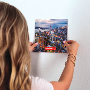 Toronto Skyline at Night Slidetile on wall in office.