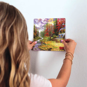 A Cabin on the River Slidetile on wall in office.