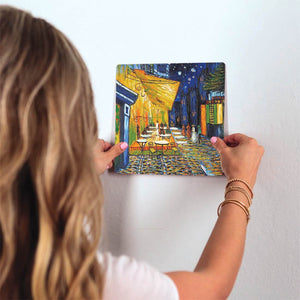 Café Terrace at Night by Van Gogh Slidetile on wall in office.