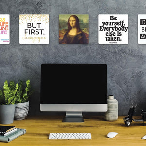 Model mounting The Mona Lisa Slidetile to the wall.