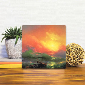 A Slidetile of the The Sun and the Sea sitting on a table.