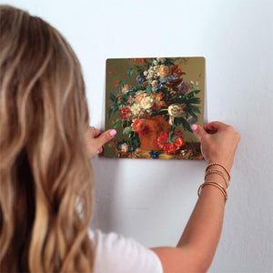 Vase of Flowers by Huysum Slidetile on wall in office.