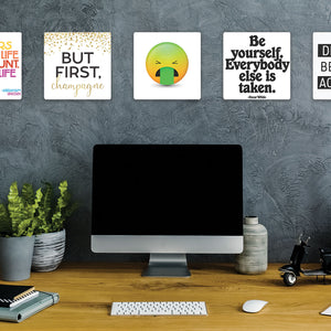 Model mounting Stomach Sick Emoji Slidetile to the wall.