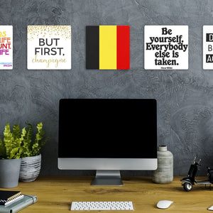 Model mounting The Belgium Flag Slidetile to the wall.