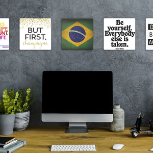Model mounting The Brazil Grunge Flag Slidetile to the wall.