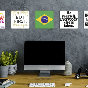 Model mounting The Brazil Flag Slidetile to the wall.