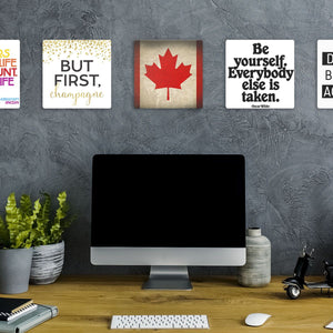 Model mounting The Canada Grunge Flag Slidetile to the wall.