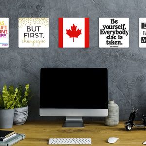Model mounting The Canada Flag Slidetile to the wall.