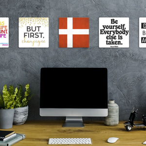 Model mounting The Denmark Flag Slidetile to the wall.