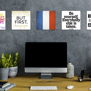 Model mounting The French Grunge Flag Slidetile to the wall.