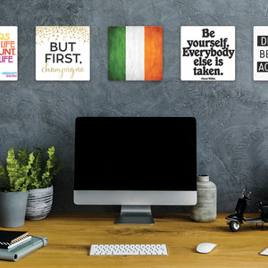 Model mounting The Irish Grunge Flag Slidetile to the wall.