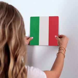 The Italian Flag Slidetile on wall in office.
