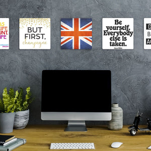 Model mounting The British Grunge Flag Slidetile to the wall.