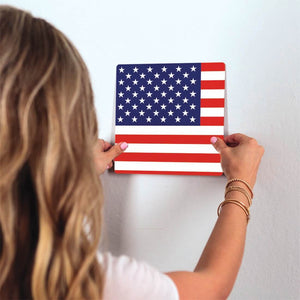 The American Flag Slidetile on wall in office.