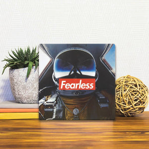 A Slidetile of the I am Fearless sitting on a table.