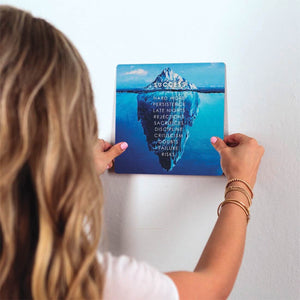 Iceberg of Success Slidetile on wall in office.