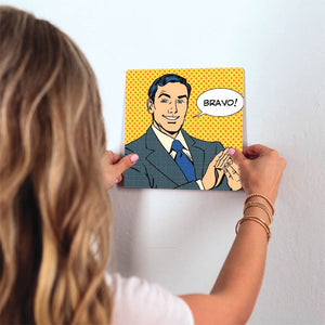 Bravo! Slidetile on wall in office.