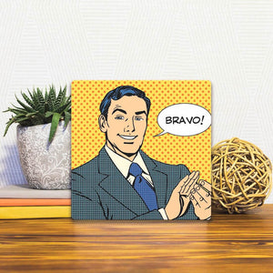A Slidetile of the Bravo! sitting on a table.