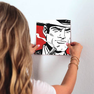 Cowboy Up Slidetile on wall in office.