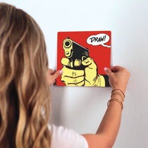 Draw! Slidetile on wall in office.