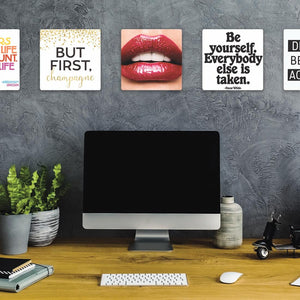 Model mounting Delicious Lips Slidetile to the wall.