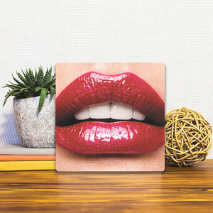 A Slidetile of the Delicious Lips sitting on a table.