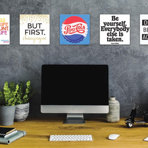 Model mounting Vintage Pepsi Slidetile to the wall.