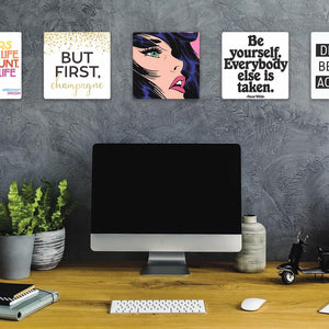 Model mounting Pink Beauty Slidetile to the wall.