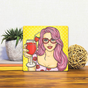 A Slidetile of the Always Time for Cocktails sitting on a table.