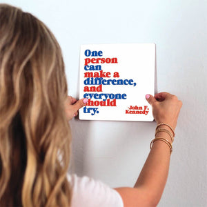 One person can make a difference… Slidetile on wall in office.