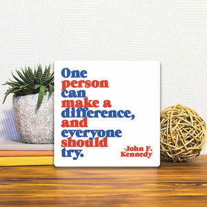 A Slidetile of the One person can make a difference… sitting on a table.