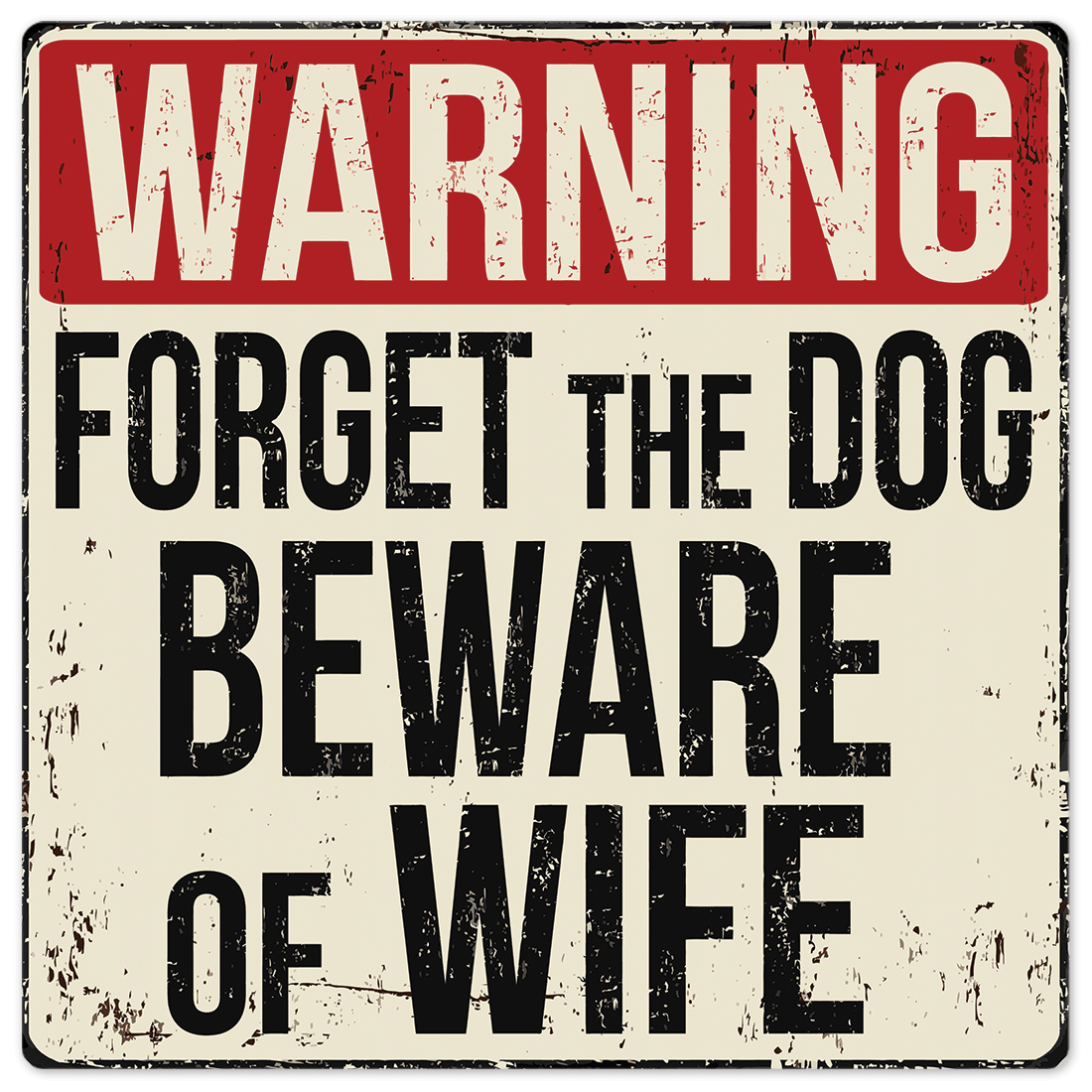 Targa Decorativa Umoristica In Ghisa "Beware Of The Wife" Stile Antico