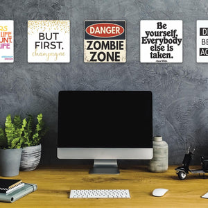 Model mounting Danger Zombie Zone Slidetile to the wall.