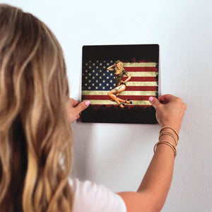 Salute to America Slidetile on wall in office.