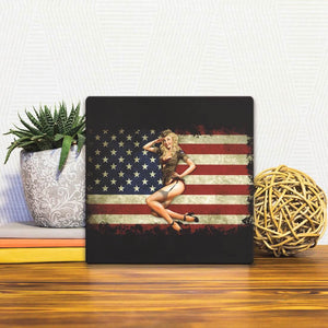 A Slidetile of the Salute to America sitting on a table.