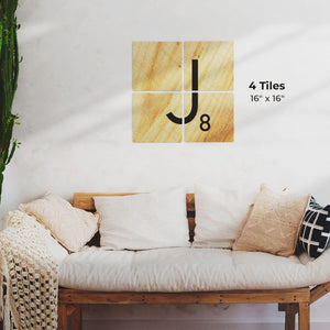 Letter J - Light Wood Preview - 16in x 16in