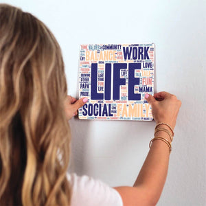 A Balanced Life Slidetile on wall in office.