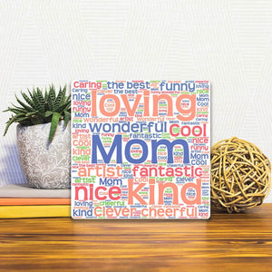 A Slidetile of the Loving Mom sitting on a table.