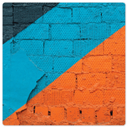 Orange and Blue on Brick - 8in x 8in