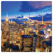 New York Skyline at Night - 8in x 8in