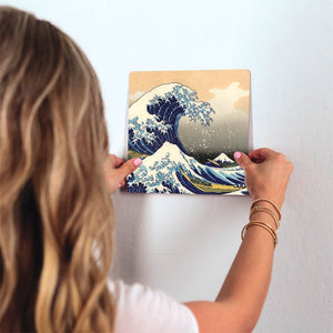 The Great Wave Slidetile on wall in office.