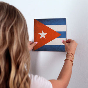 The Cuban Grunge Flag Slidetile on wall in office.
