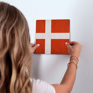 The Denmark Flag Slidetile on wall in office.