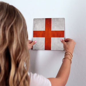 The English Grunge Flag Slidetile on wall in office.