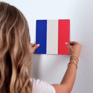 The French Flag Slidetile on wall in office.