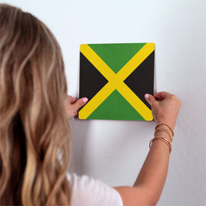 The Jamaican Flag Slidetile on wall in office.